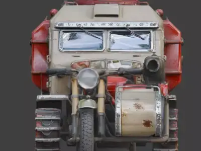 Realistic Hard Sci-Fi Half-Track Sidecar Bike Low-poly 3D model