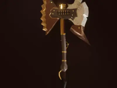 Gun Axe Low-poly 3D model