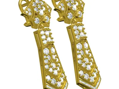 Antique Art Deco Diamond Earring 3D print model purchase