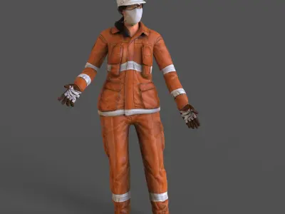 worker Female Realistic rigged Animated Low-poly 3D model