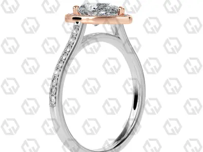 Ring 197 Pear Shape Cathedral Halo pave set with Gems 3D print model