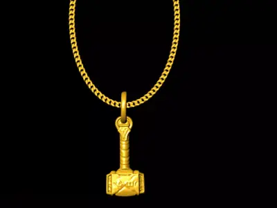 Gothic Hammer pendant charms - one inch pendant 3D print model
