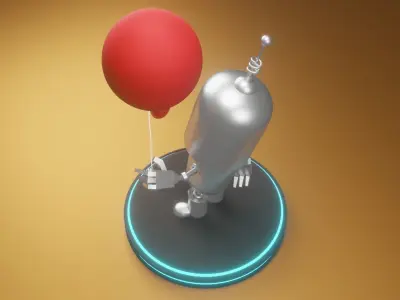 Robot holding balloon Low-poly 3D model
