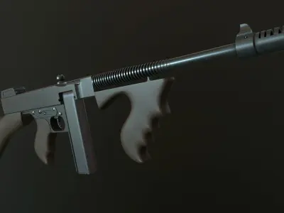 Thompson submachine gun Free low-poly 3D model buy