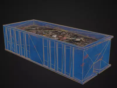 Blue Dumpster Free low-poly 3D model