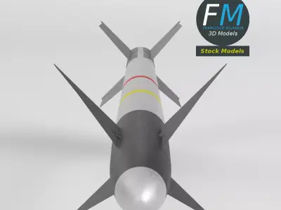 Stylized infrared-guided air-to-air missile 3D model