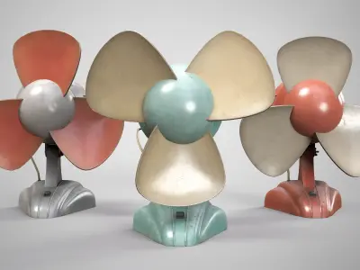 Retro Desk Fan - Vintage Office Table Fan Game Ready AAA Low-poly 3D model