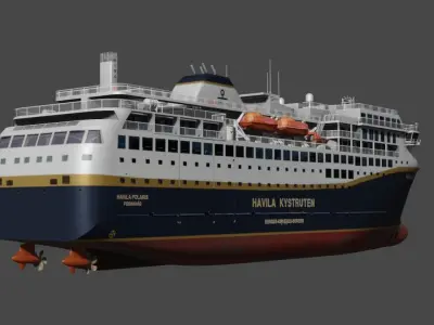 Havila Polaris Cruise ship 3d low-poly model Low-poly 3D model
