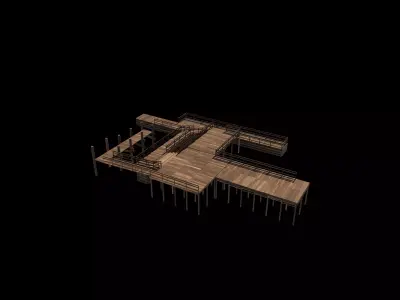 Modular Wood Walkway  3D model
