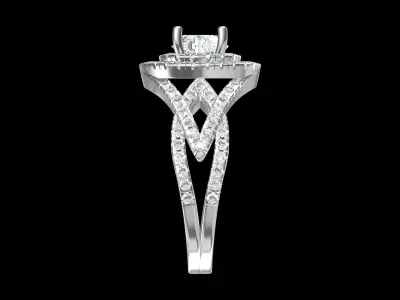 Solitaire Engagement Art Deco Ring 3D print model 47