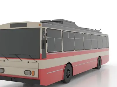 Trolleybus Skoda-14Tr Low Low-poly 3D model