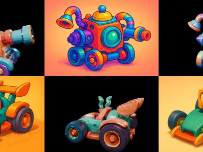 Wood Toy bundle 24 pack 100 glb Low-poly 3D model
