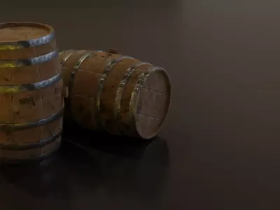 Old Wooden Barrel Low-poly 3D model purchase