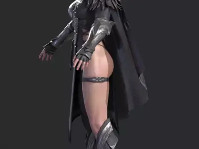 female assassin Low-poly 3D model