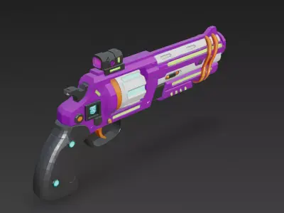 Cartoon Cyber Purple Revolver 3D Model PBR Low-poly 3D model