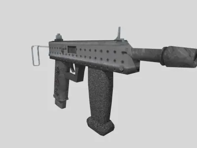 no brand low poly submachine gun 2 Low-poly 3D model