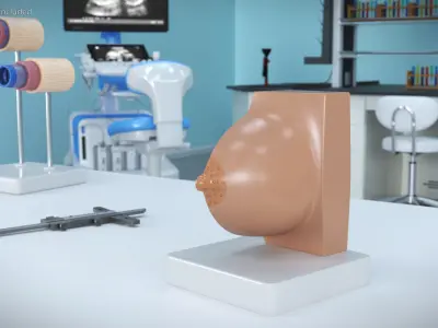  Cross-Section Breast Model Lactating on Stand 