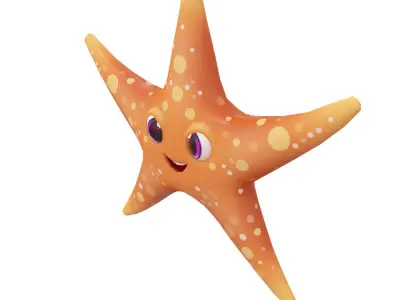 Common Star Fish Cartoon  Animated Low-poly 3D model