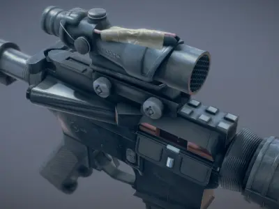 AR15 Style Rifle Low-poly 3D model