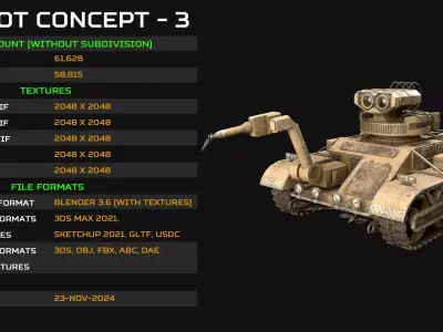 Robot Concept-3-Desert-Dirty Low-poly 3D model