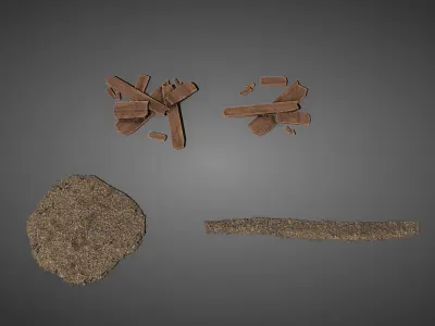 Medieval carpenter props Low-poly 3D model