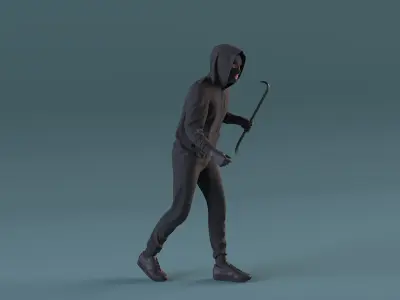 Hooded Thief Figure Stealth Pose 3D model