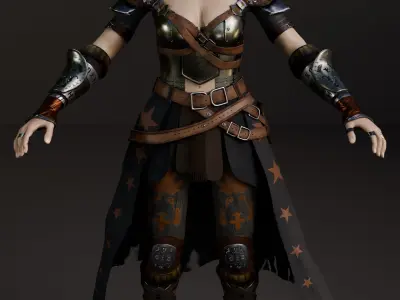 woman-warrior Low-poly 3D model