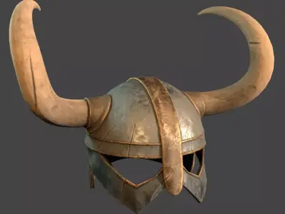 Helmet viking with horns Low-poly 3D model