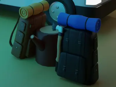 Camping items 3D model