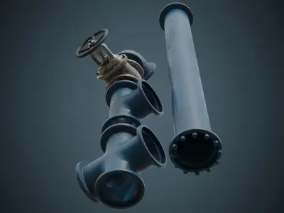 Industrial Pipes 5B Low-poly 3D model
