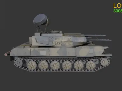 Asset - Army - Tank - ZSU 23 Low-poly 3D model