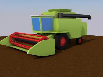 LowPoly 3D Harvester wheat and corn for GameEngine or 3D scene Low-poly 3D model