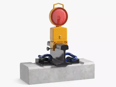 Railway Mounted Warning Lamp Yellow 3D model