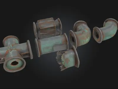 Industrial Pipe Components Modular Pipe System 3D model