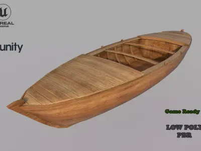 Wooden Boat-1 Low-poly 3D model