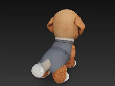 Dog Puppy Realistic 3D Model Cartoon - Low Poly Realistic Low-poly 3D model
