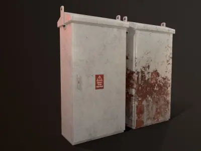 Electric box clean and rusty Low-poly 3D model