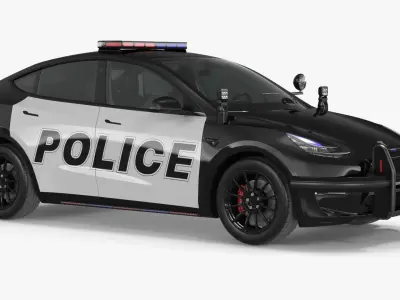 Police Car Tesla Model Y Lights On 3D model