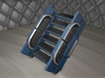 Sci-Fi Stairs - 23 - Blue Version  Low-poly 3D model