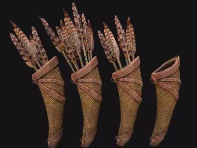 Medieval Quiver and Arrows Arrow Archer Set Low-poly 3D model