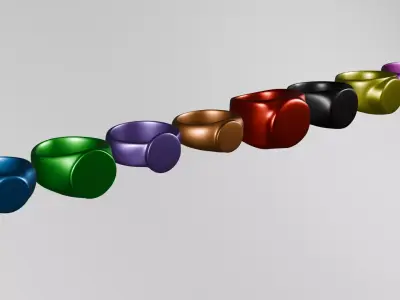 8 Power Rings Set - Lantern Corps Style 3D Print Ready Low-poly 3D model