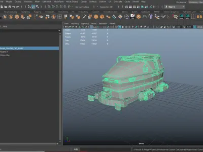 Abandoned Coaster Cart Low-poly 3D model