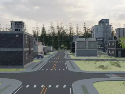 Nuclear Power Plant Layout 3D model