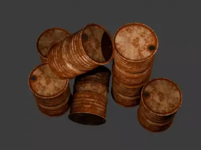 Rusted Oil Barrel Low-poly 3D model