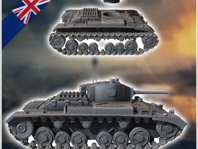 Valentine Mark Mk VIIA infantry tank - UK United WW2 Kingdom Bri 3D print model