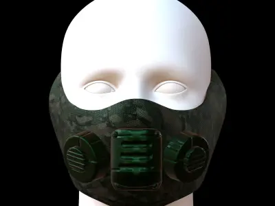 Gas mask helmet 3d model scifi Low-poly  Low-poly 3D model 34