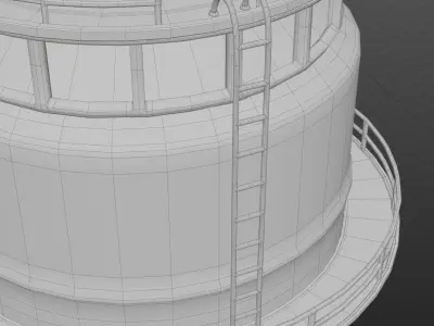 Large Cylindrical Metal silo 3D model