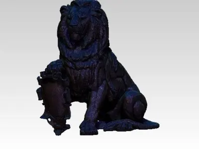 Highpoly Lion with emblem 3D print model