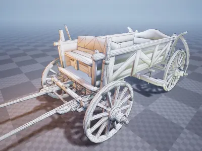 Horse Cart UE4 Ready Low-poly 3D model