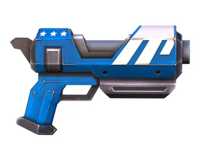 LowPoly Sci-Fi Cartoon Pistol Gun Low-poly 3D model 2